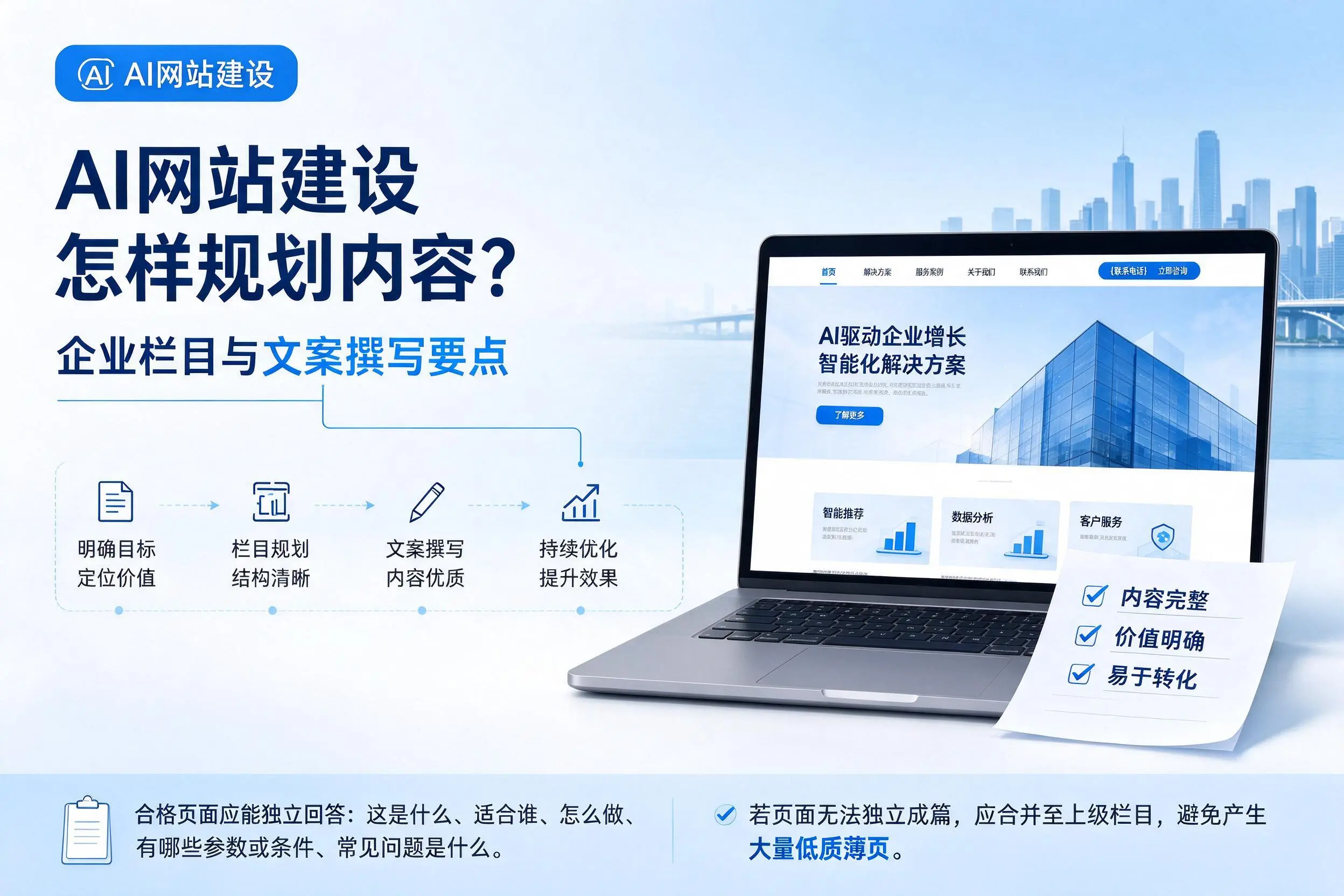 AI网站建设怎样规划内容?襄阳企业栏目与文案撰写要点
